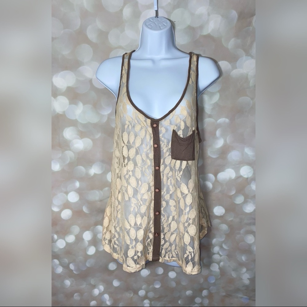 Lace see through tank top